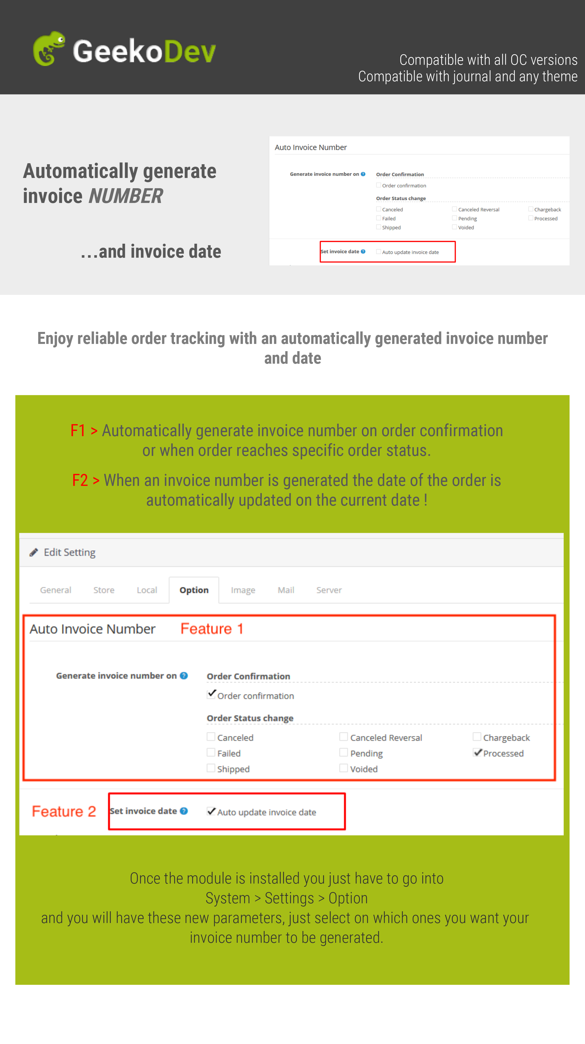 GeekoDev Auto Invoice Number For OpenCart